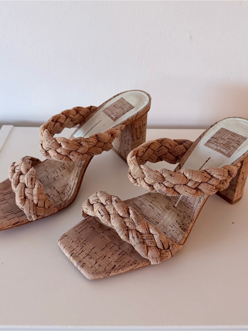 Dolce Vita Paily Braided Cork Block Heel Sandals in Cork Stella